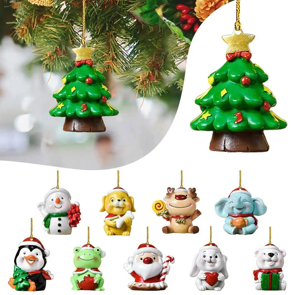 

2D Acrylic Hanging Pendant For Christmas Tree Snowman Santa Claus Home Backpack Car Hanging Ornaments Decoration Accessorie R1M8