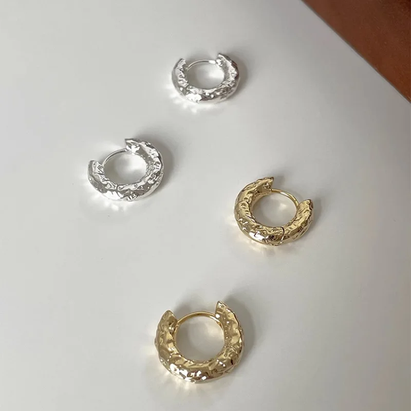 Серьги-кольца женские геометрической формы из серебра 925 пробы