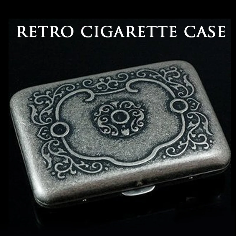 

14-16Pcs Retro Metal Printing Cigarette Case Bronze Elegant Smoking Set Anti-Pressure Cigarette Accessories With Gift Box