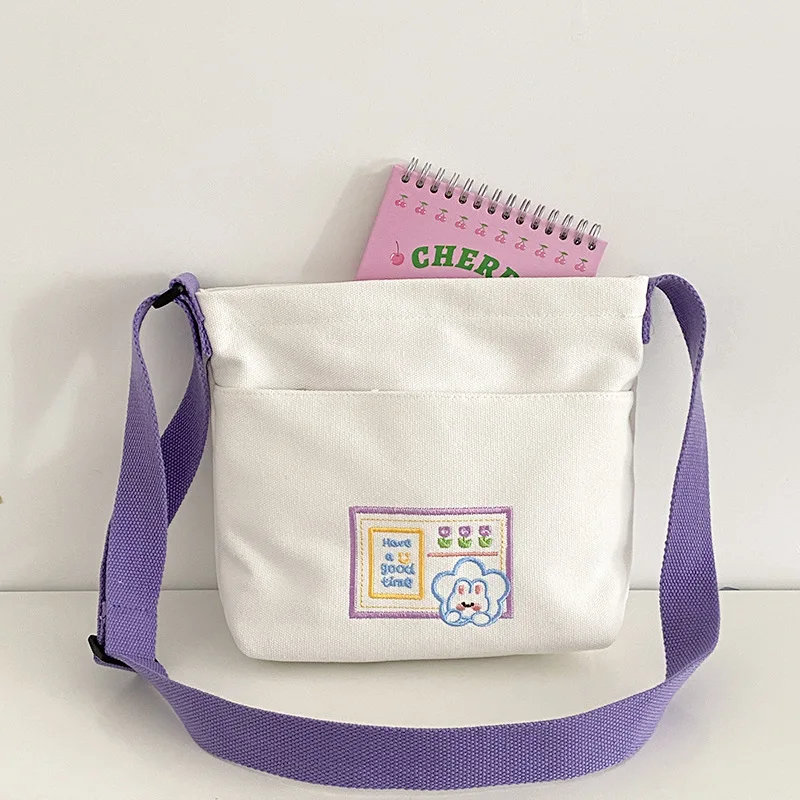 

Bentoy Milkjoy New Women Child Canvas Adjustable Shoulder Bag Girl Messenger Bags Small Casual Cotton Tote With Zipper Pocket
