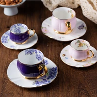 ornament flower vintage cute teacup charm porcelain iced handle coffee cup funny espresso latte cappuccino copo cups saucers
