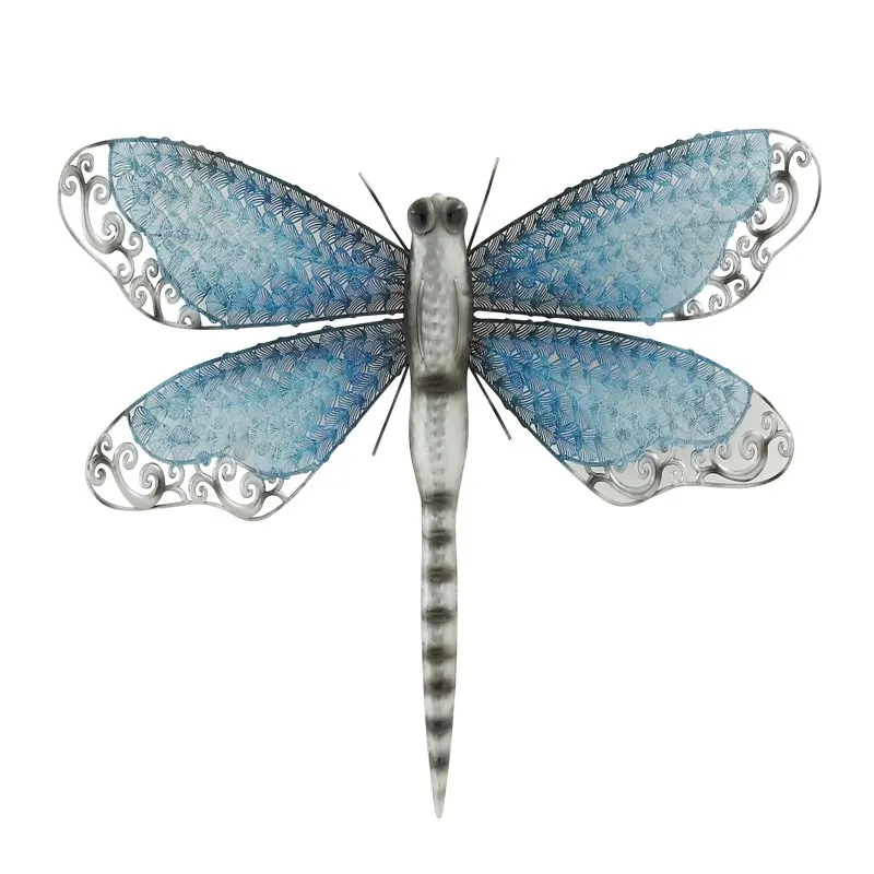 

Eclectic Metal Turquoise Indoor/Outdoor Dragonfly Wall Décor, 25"W x 16"H