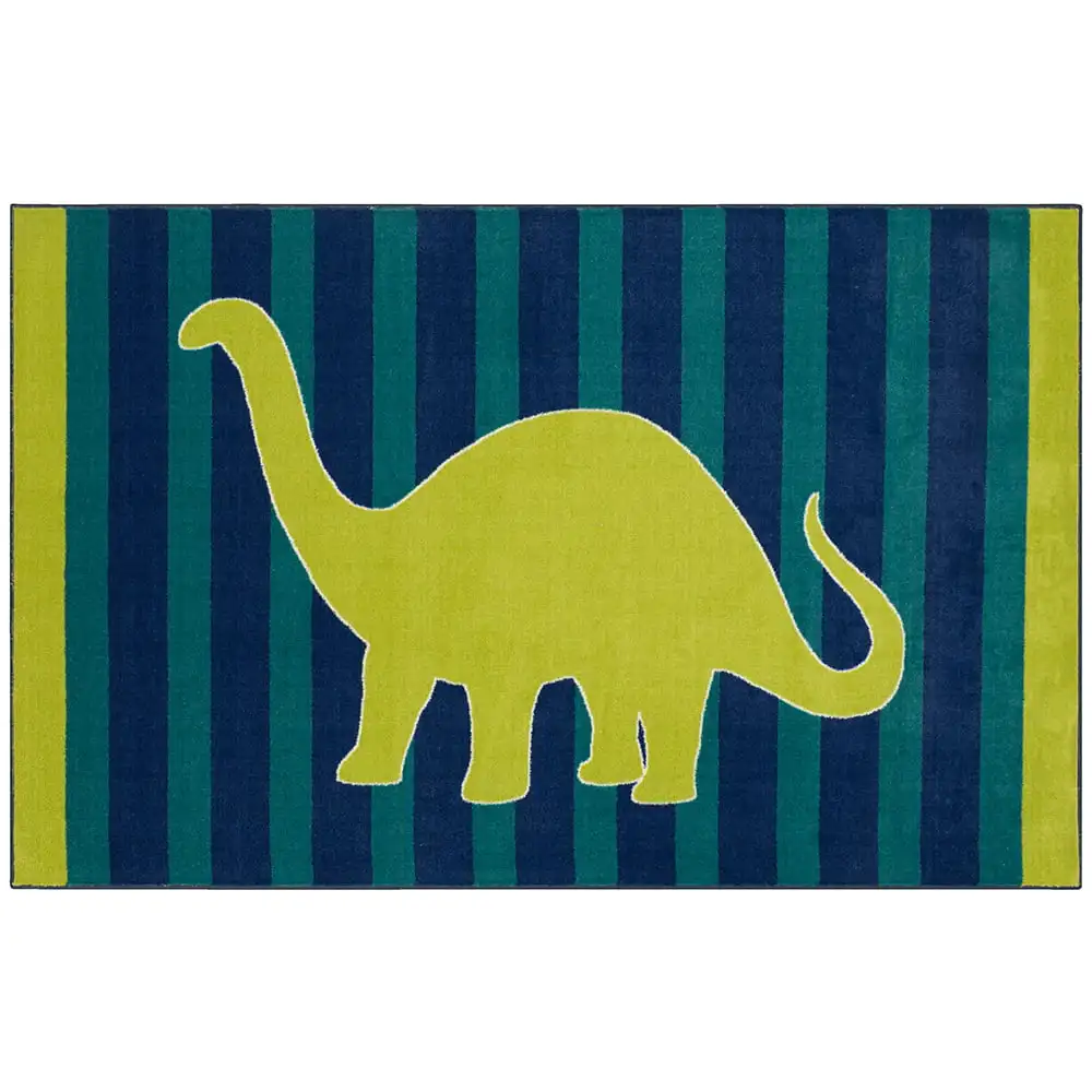 

Kids Blue Interactive Friendly Dinosaur Printed 5` x 8` Area Rug