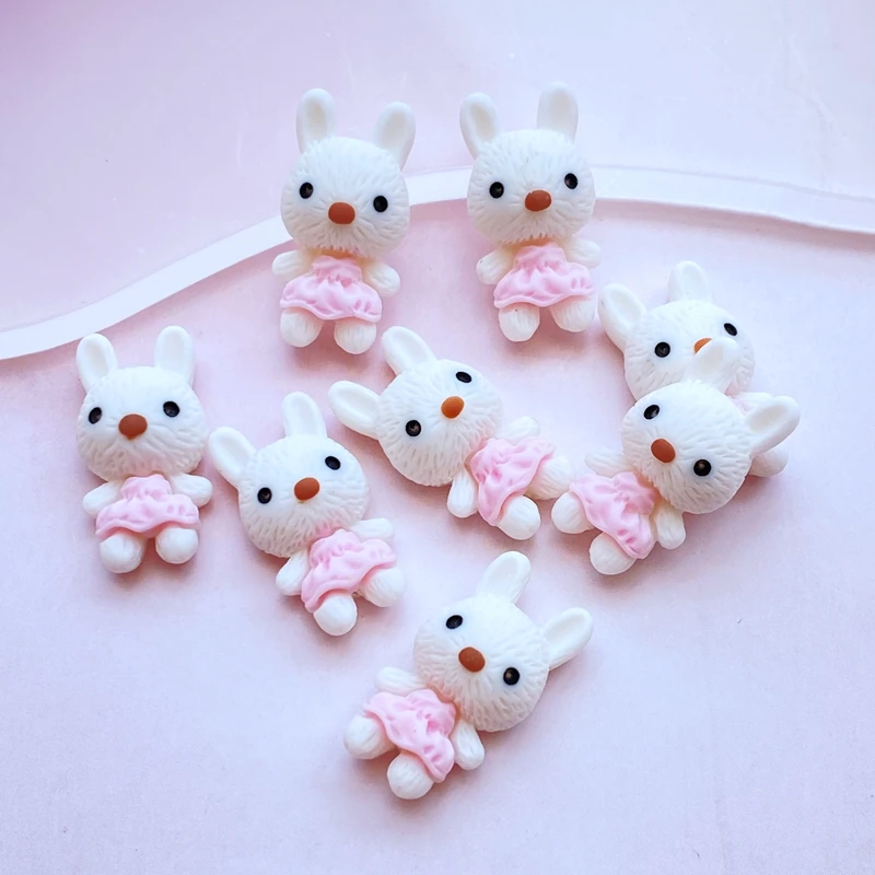 

10Pcs New Cute Cartoon Little White Rabbit Flat Back Resin Cabochons Scrapbooking DIY Jewelry Craft Decoration Accessorie