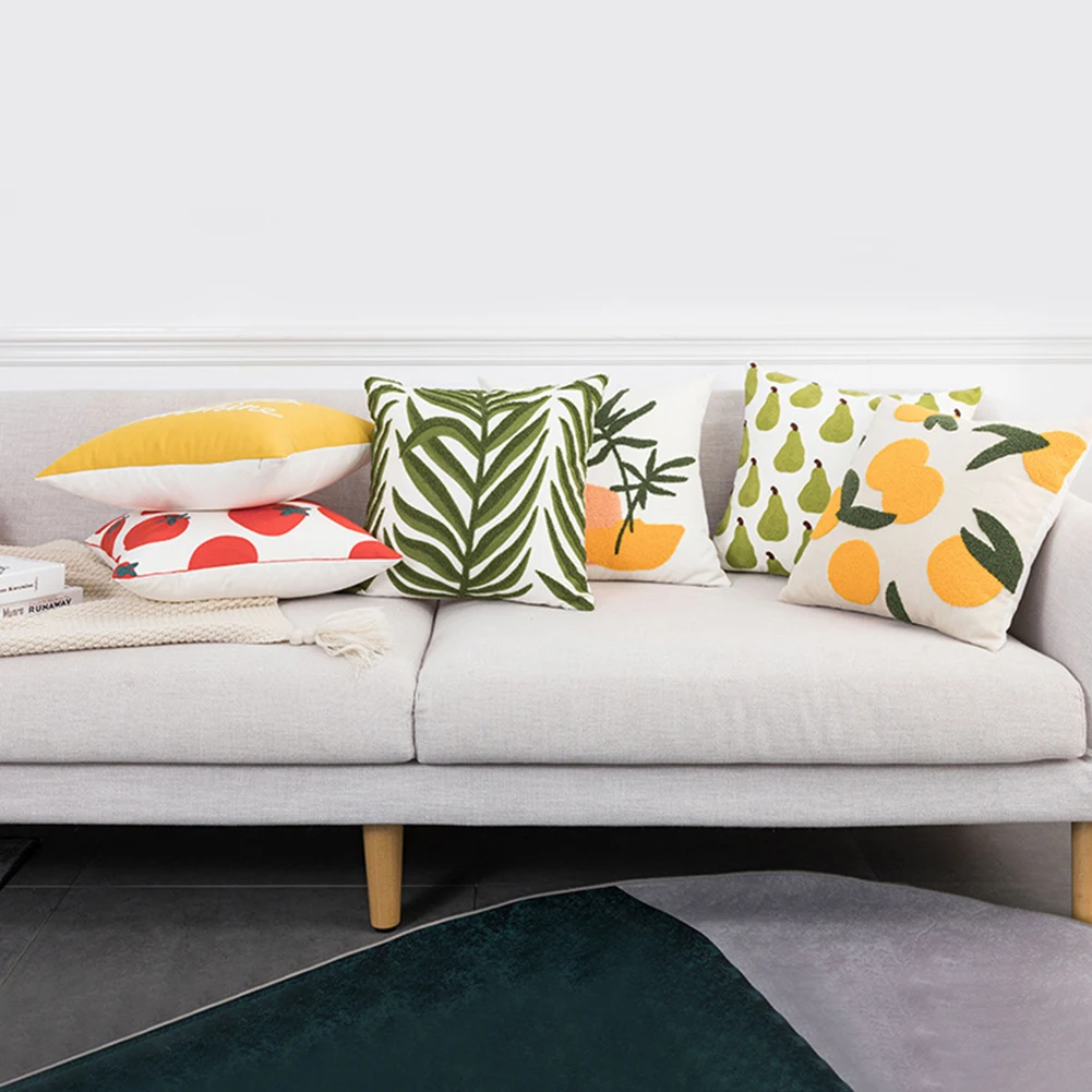 

Наволочки с вышивкой и принтом фруктов, 45x45 см