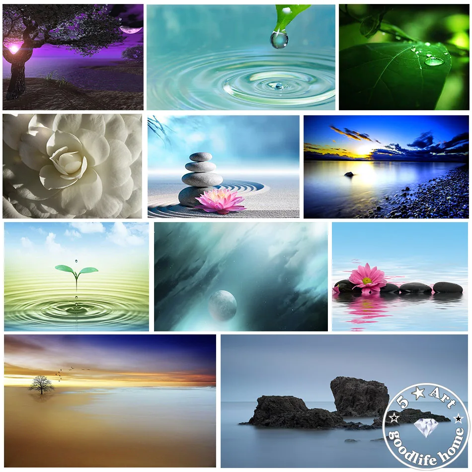 

5d DIY Diamond Painting Tranquility Still Scenery Full Diamond Stitch Paintings Mosaic Image Tools Pen 2023 Beautiful Home Decor