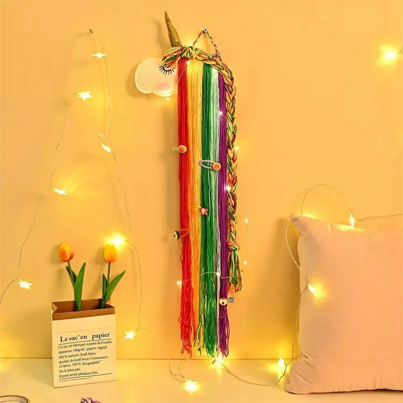 

Unicorn Hair Clips Storage Rainbow Unicorn Mermaid Wall Decor Hanging Organizer Home Decoration Hair Clips Holder Accessories