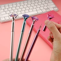 1pc new color diamond head crystal pearl center pen wedding ring office plastic pearl pen blue purple pink silver