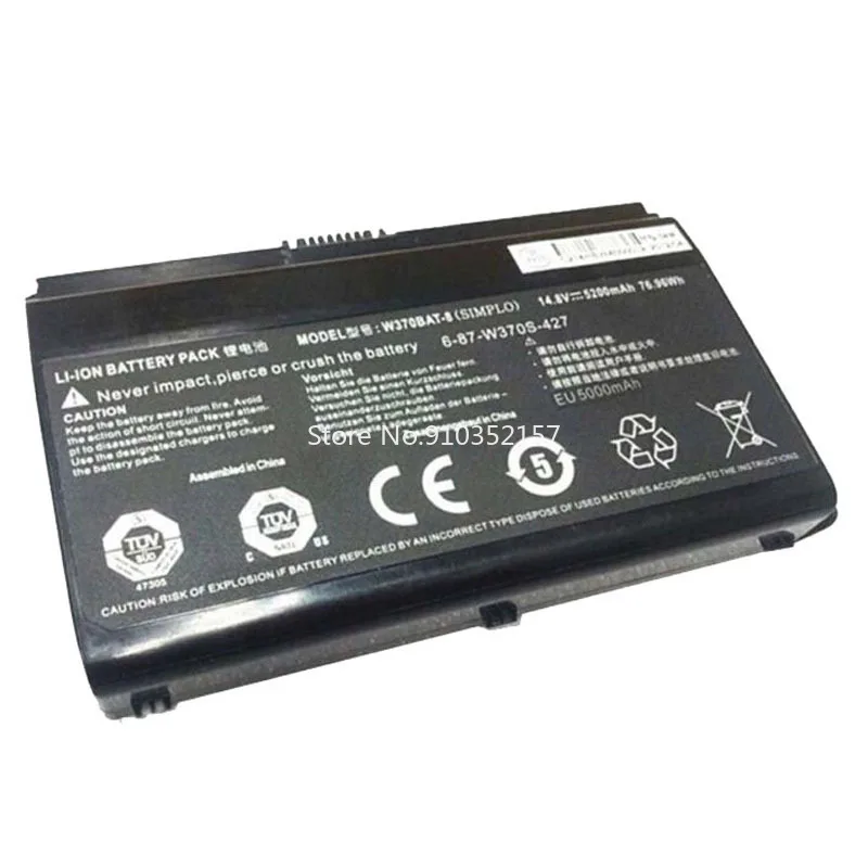 

Laptop Battery For CLEVO W350ET W350ETQ W350ST W370ET W370SK W370BAT-8 6-87-W37SS-4271 14.8V 5200mAh New