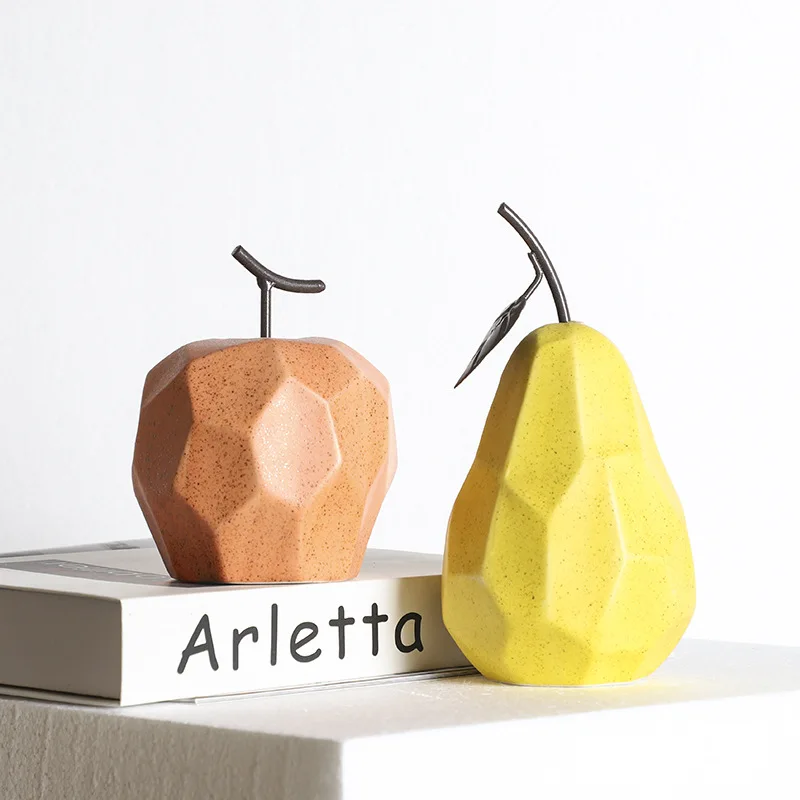 

Nordic Sculpture Figurines for Interior Desk Accessories Home Living Room Decor Apple Pear Aesthetic Abstract Fruit Ornaments