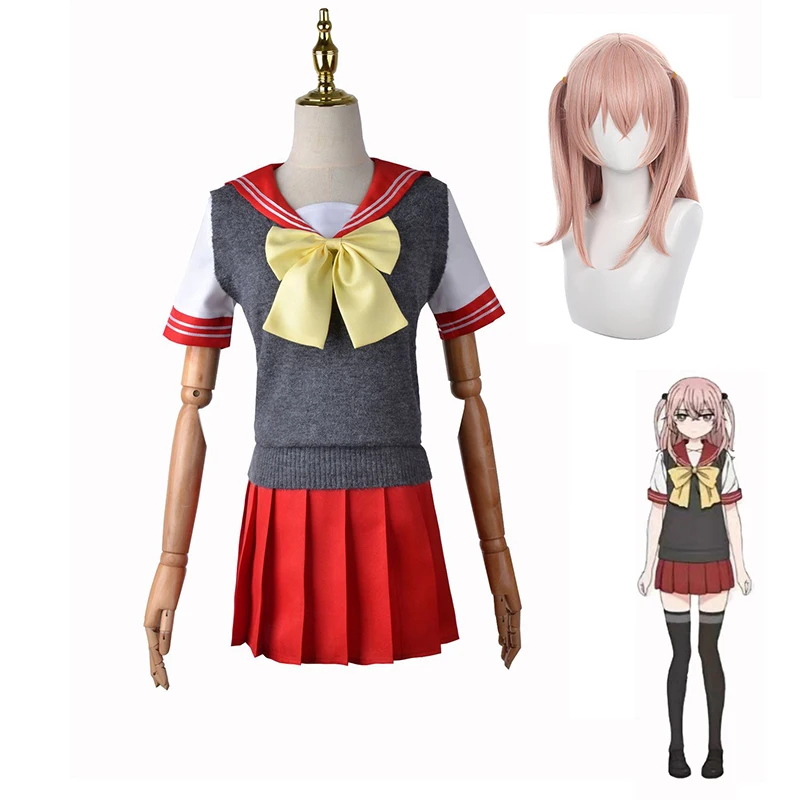 

Аниме My Dress-Up Darling Sajuna Inui Косплей Костюм Juju платье JK костюм розовая Униформа с париком набор Sono Bisque Doll Wa Koi Wo Suru