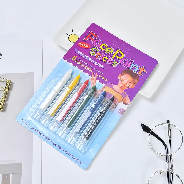 6 шт. красочная ручка для нанесения макияжа на тело и лицо детская Акварельная