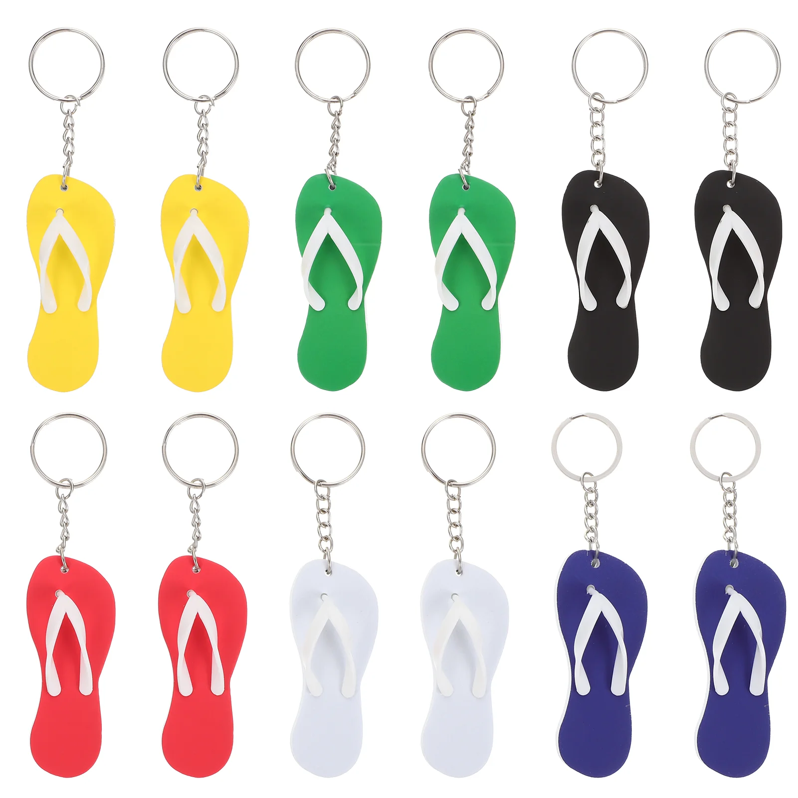 

12pcs Hawaiian Slipper Keychains Funny Key Chains EVA Slipper Pendant Bag Decor