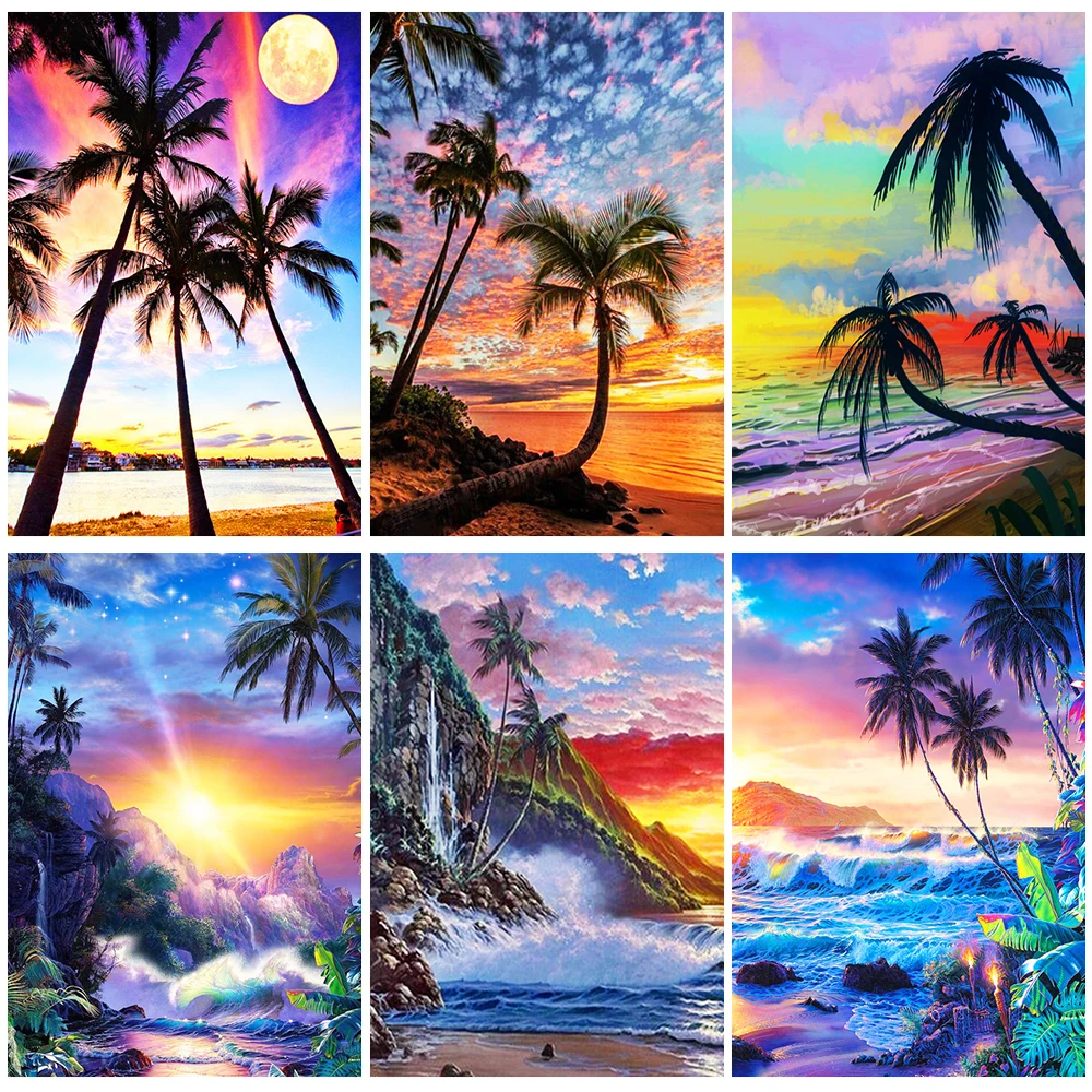 

Miaodu 5D DIY Diamond Painting Landscape Embroidery Seaside Sunset Full Drill Cross Stitch Mosaic Rhinestone Home Decoration