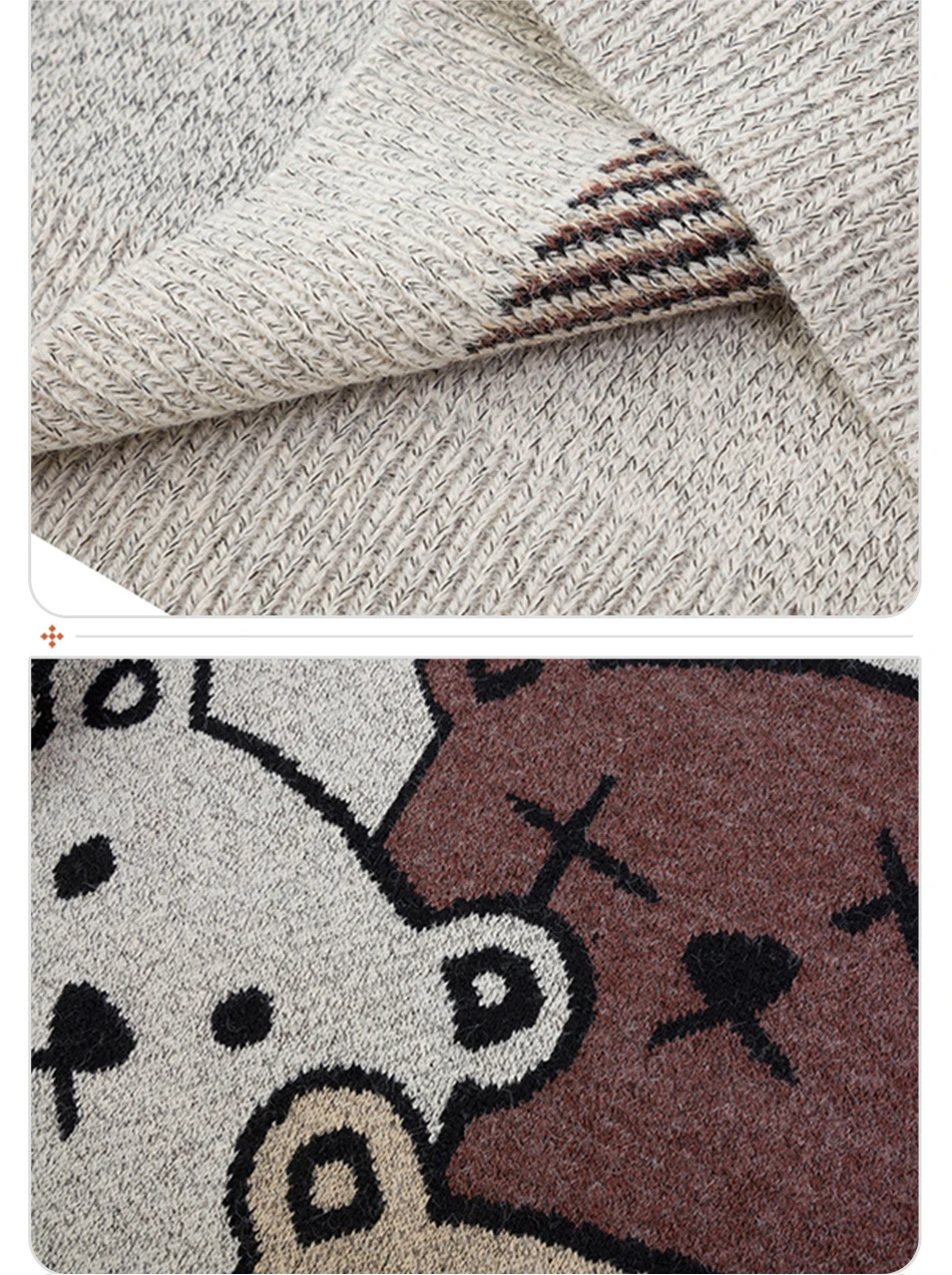 Мужской Свитер оверсайз зимний теплый вязаный пуловер в стиле Харадзюку с