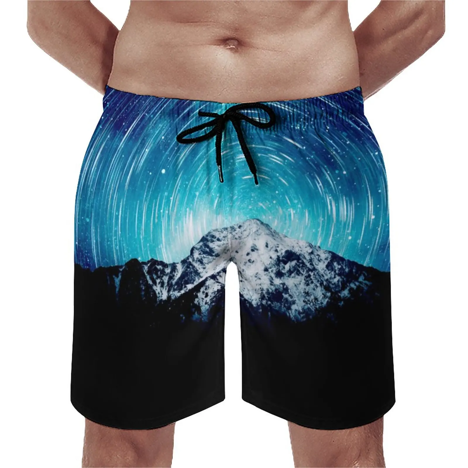 

Mountains Print Board Shorts Summer Abstract Galaxy Casual Beach Short Pants Men Running Quick Drying Custom Beach Trunks