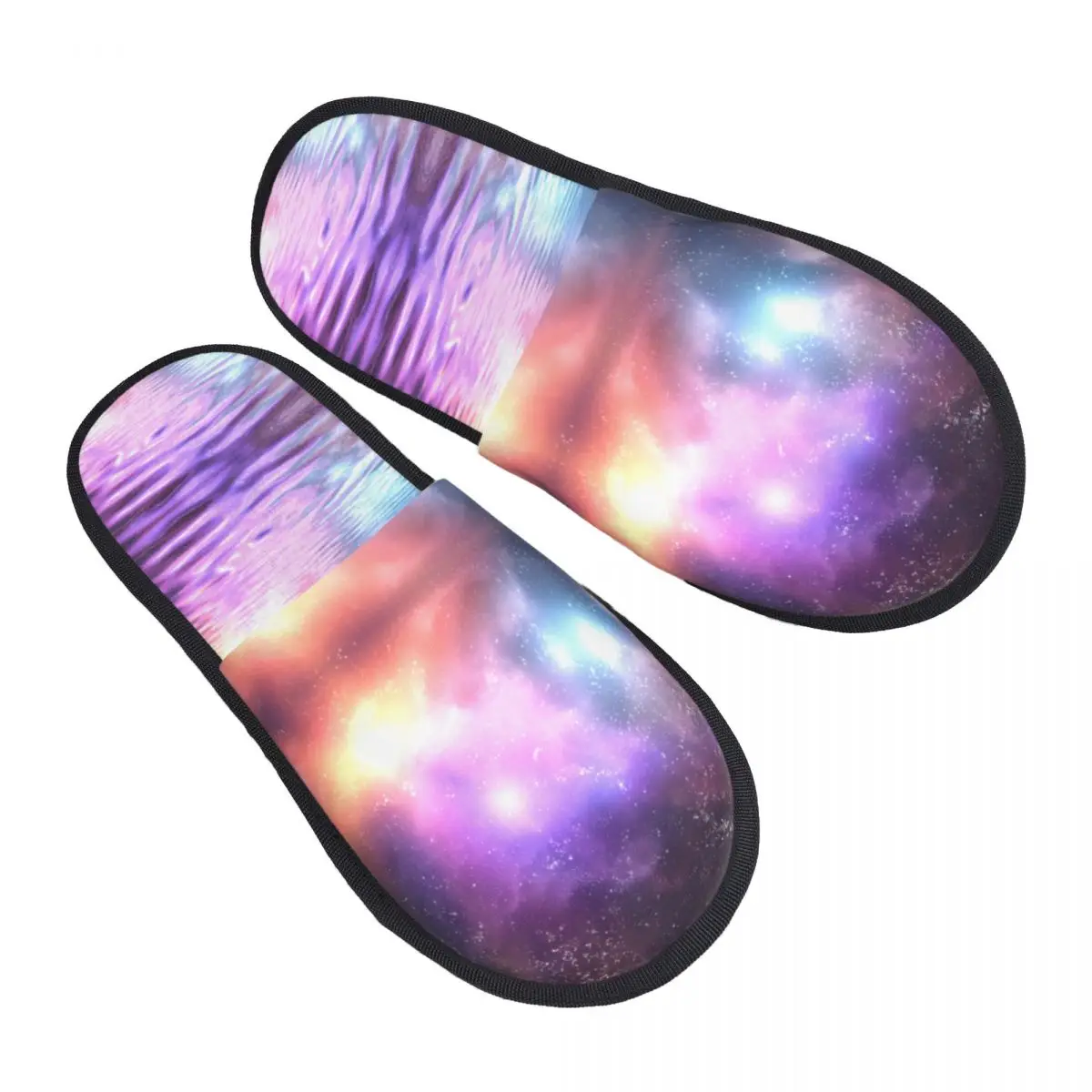 

Winter Slipper Woman Man Fashion Fluffy Warm Slippers Colorful Universe Reflected Water House Slippers Funny Shoes