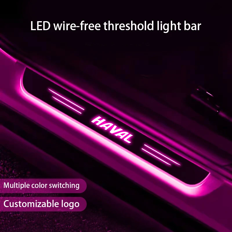 

Car Door Wireless sill light For HAVAL H2S H5 H6 H7 H9 M6 F5 F7 JOLION HEV 7 Color Streaming LED Welcome Pedal Atmosphere lamp