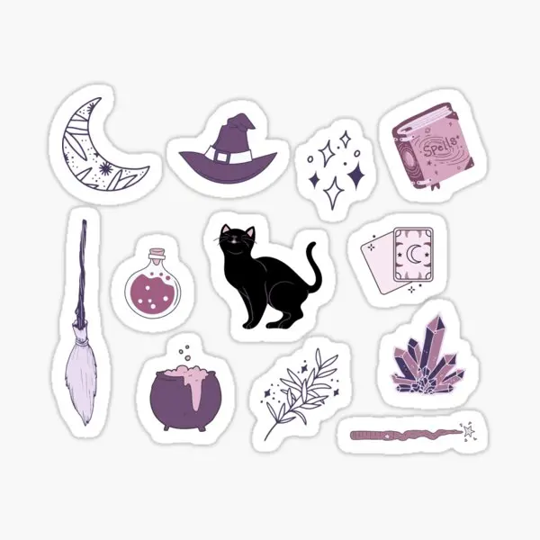

Purple Witch Pack 5PCS Stickers for Window Stickers Decor Decorations Background Print Wall Bumper Art Anime Living Room Funny