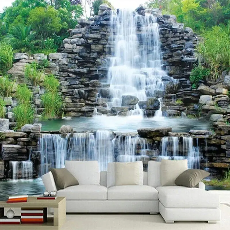 

Custom Any Size Rockery Waterfall Nature Landscape Photo Wallpaper Living Room Bedroom TV Sofa Backdrop Wall Home Decor 3D Mural