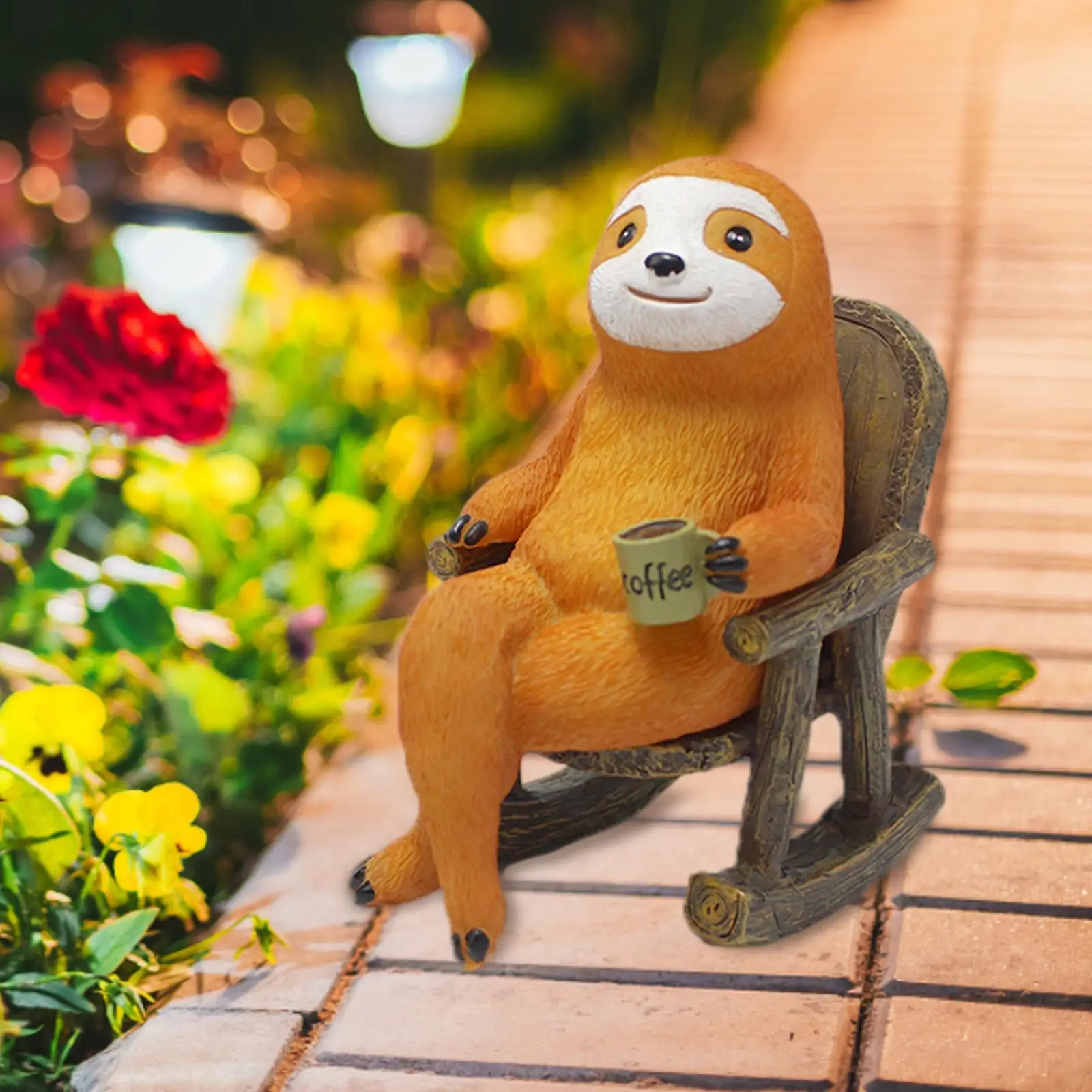 

Resin Rocking Chair Sloth Figurine Art Decorative Sculpture for Yard Tabletopper Outdoor Home Garden