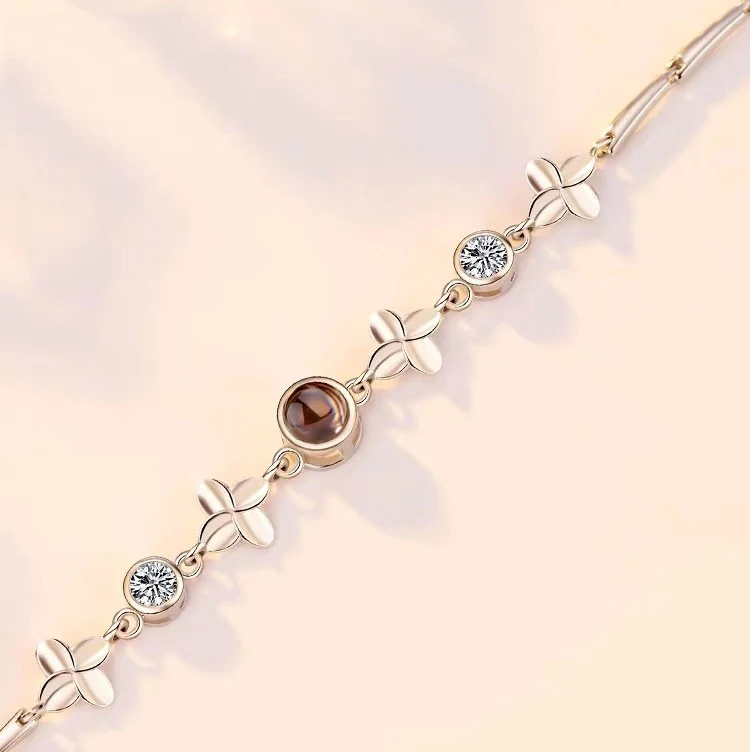 S925 Custom Photo Projection Zircon Bracelet For Women Girlfriend Gift 2023 New Valentine Present Luxury Trendy Romantic Jewelry