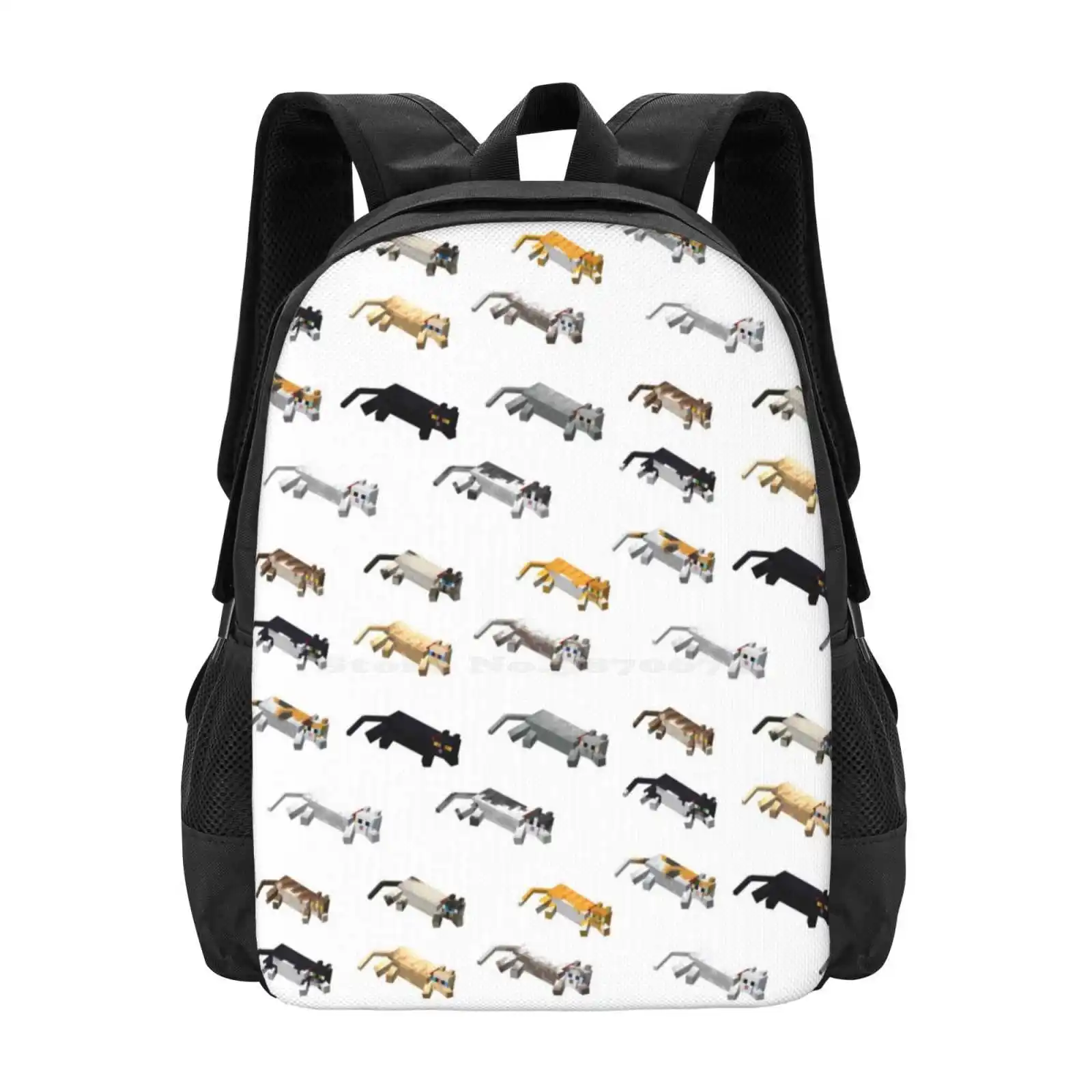 

Cats 3D Print Design Backpack Student Bag Cats Cute Mcyt Sheet Mob Animal Ocelots Pets