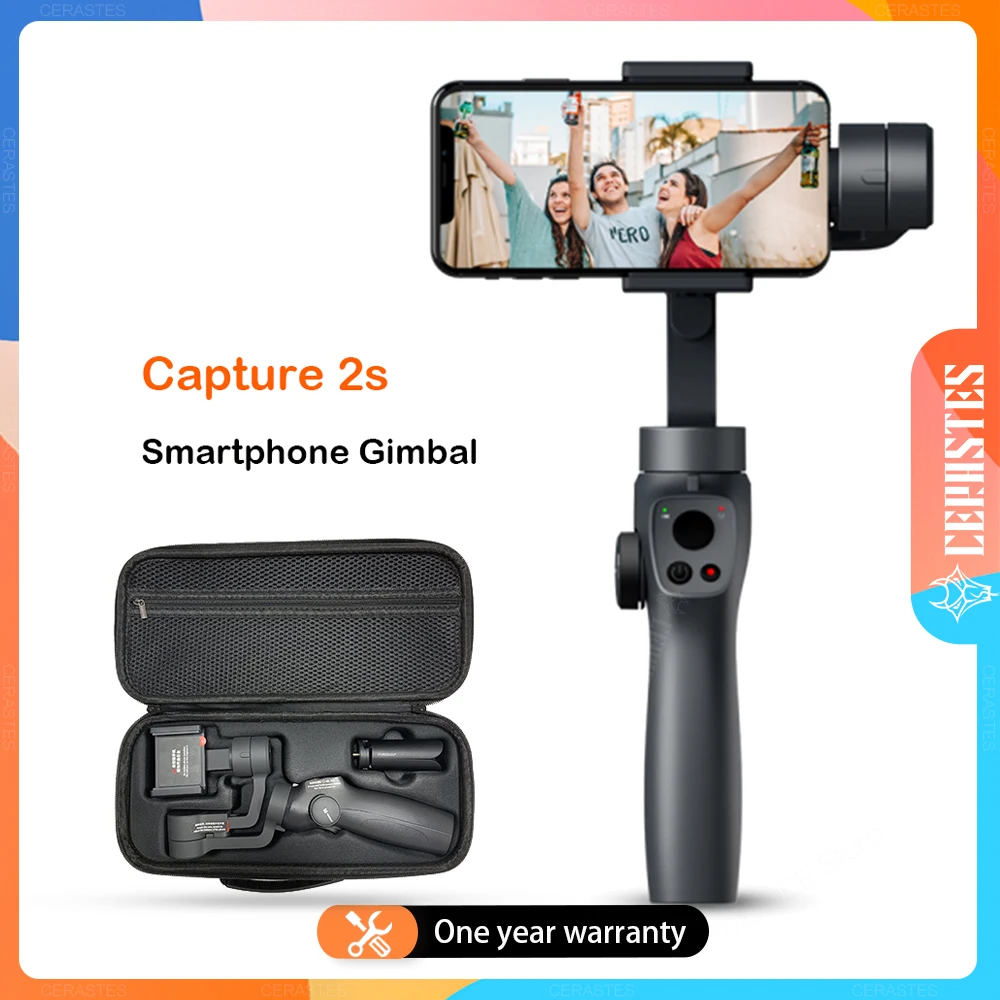 

CERASTES Capture2s 3-Axis Gimbal Stabilizer with Focus Wheel for Recording Vlog for iPhone 13 12 Pro Max Samsung s21 s20 Android