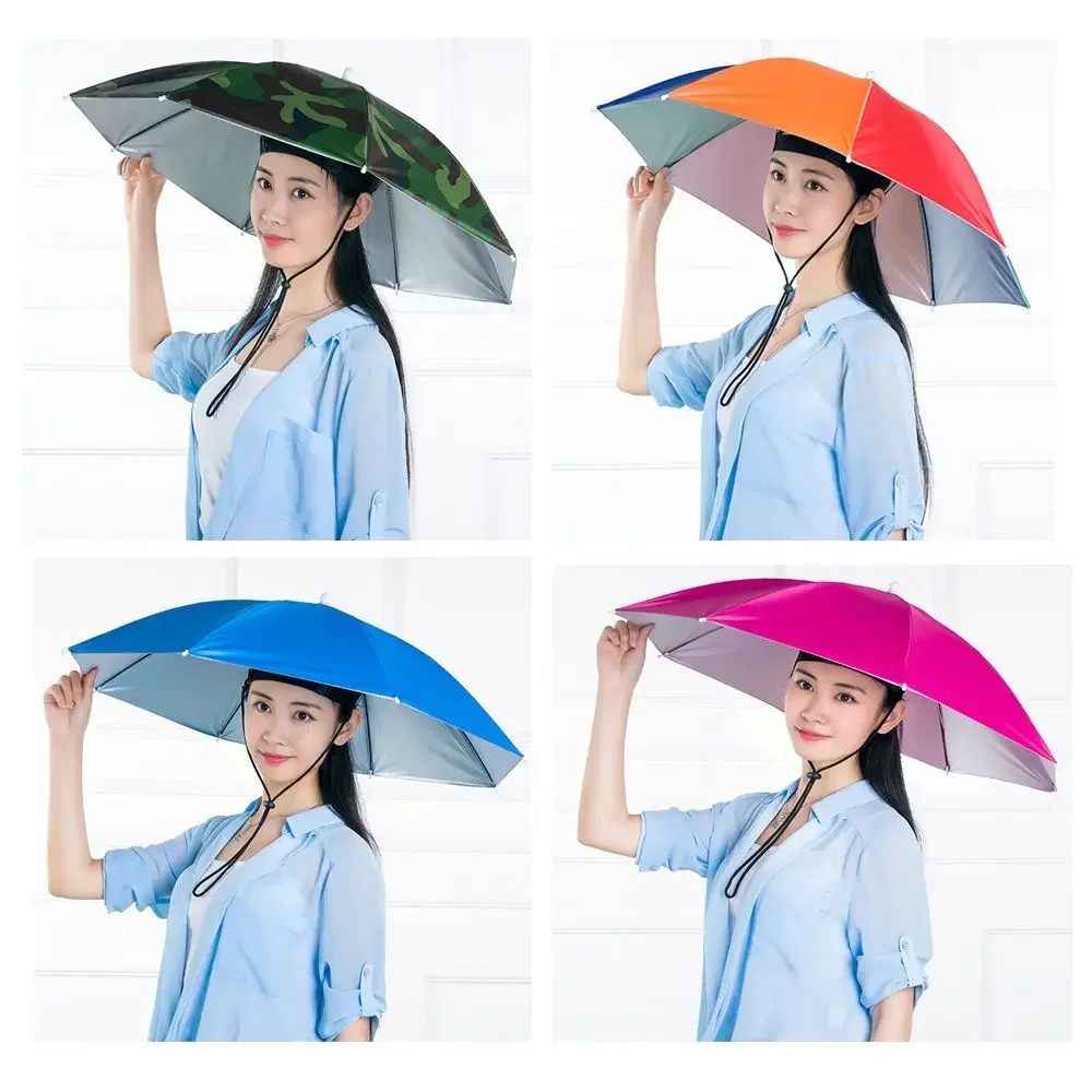 

Fishing Rain Hats Hat Gear Head Camping Umbrella Beach Windproof Sunshade Outdoor Folding Umbrella Portable Wearing Head