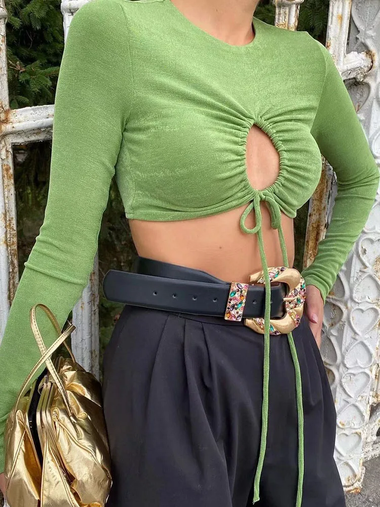 

YLJHQX женский топ с вырезами сексуальный с длинным рукавом однотонный для вечерние НКИ клуба уличная одежда летние женские топы