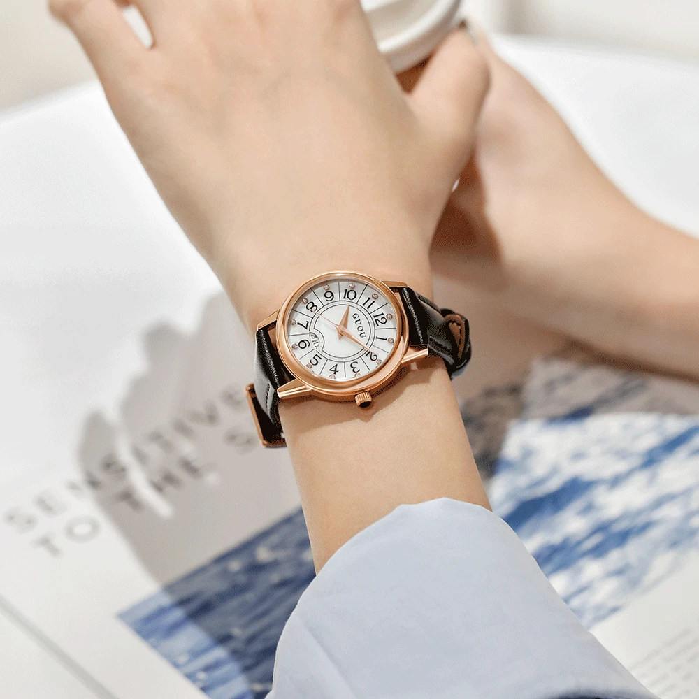 

GIOU Waterproof Large Dial Trendy Men Wristwatch Quartz Leather Strap Casual Watch for Men
