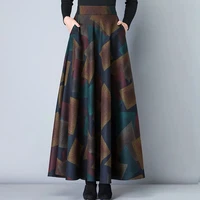 vintage a line high waist woolen skirts 2022 spring new fashion womens wool maxi jupe female casual long streetwear faldas