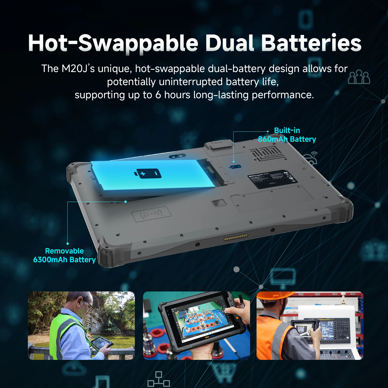 Фото Прочный планшет ONERugged M20J 12 дюймов с Windows 11, 5G, NFC, IP65, водонепроницаемый, с ярким экраном для промышленной и наружной работы №4