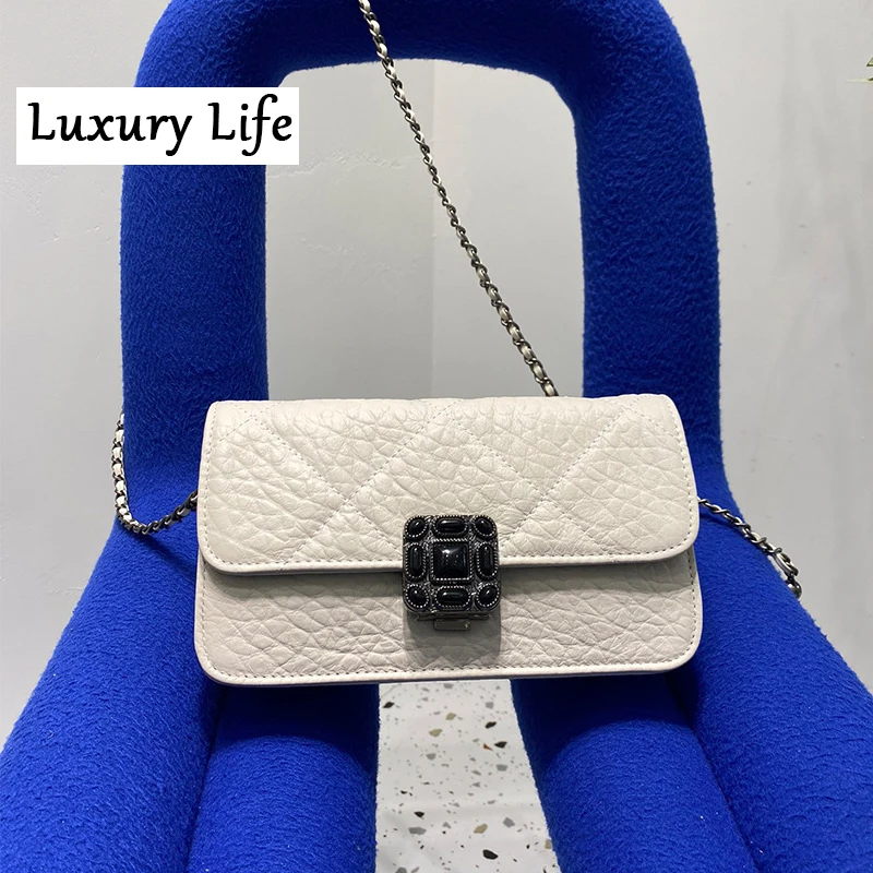 Luxury Designer Women Genuine Leather Messenger Bag Fashion Classic Matel Chain Lock Female Shoulder Bags Ladies Handbags