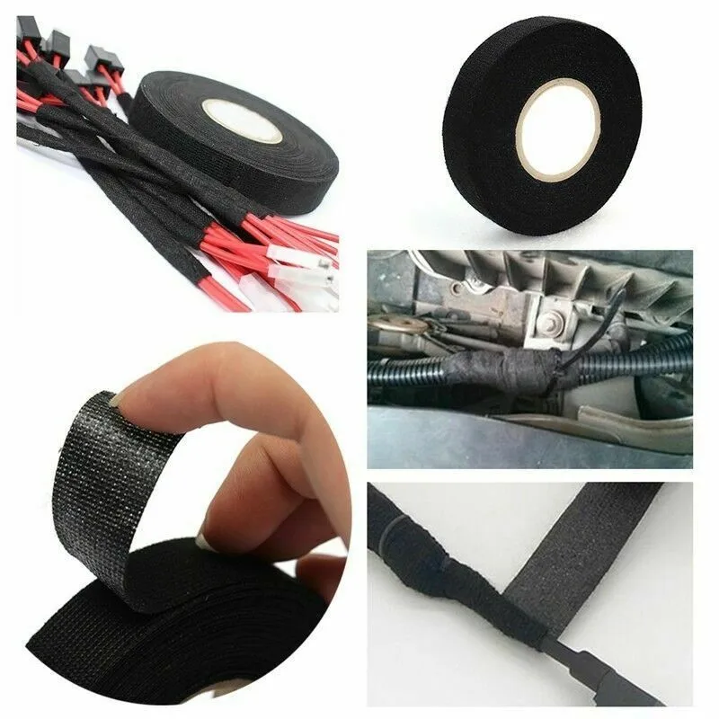 

1 Pcs Flannel tape Reduce noise Shock absorption Strong adhesion Black Harnesses Adhesive