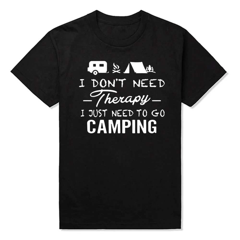 

Camping Therapy T-Shirt Cotton Camper Caravan Tops Fashion Short Sleeve T Shirt Camisetas Streetwear