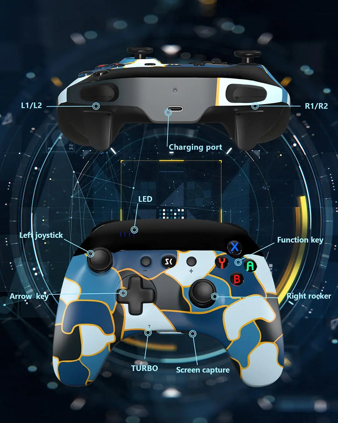 Беспроводной Контроллер Геймпада Bluetooth Для Android iOS Игровой Джойстик ПК Нелинейные