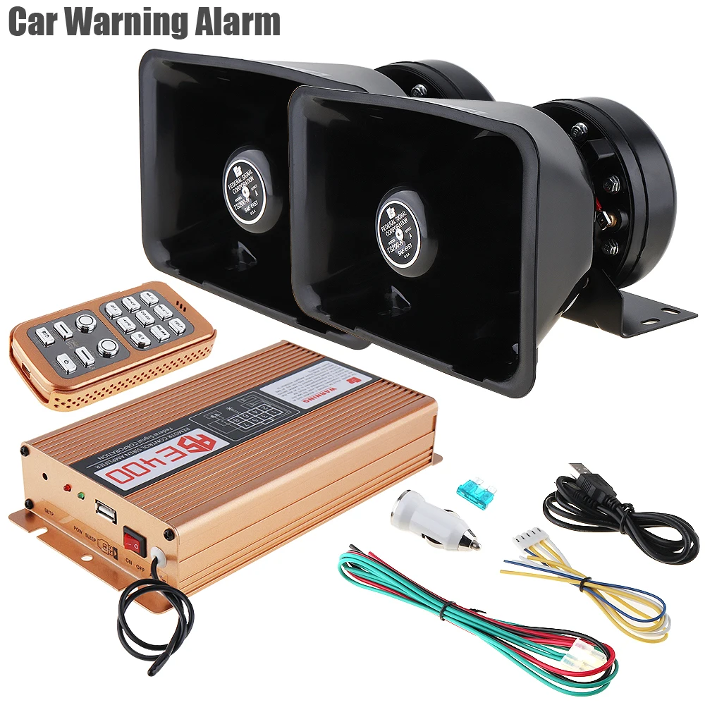 

12V 400W 18 Tone Loud Car Horn Warning Alarm Po-lice Siren Horn Speaker with MIC System and Wireless Remote Control