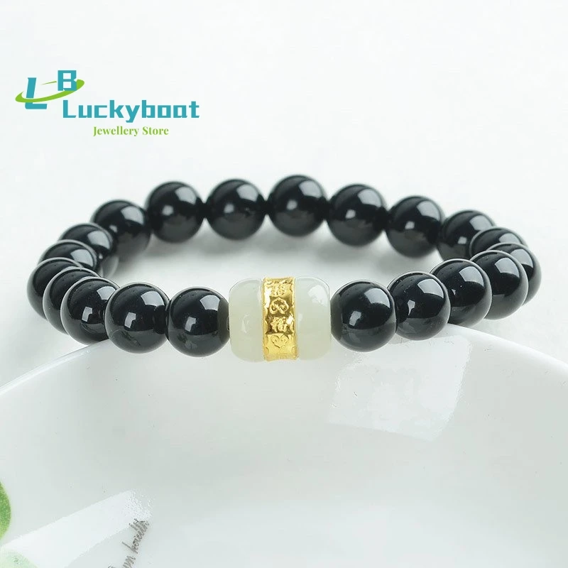 

nature handmade fashion trendy 10mm red agate with hetianjade bracelet Women and Men Lucky Gifts