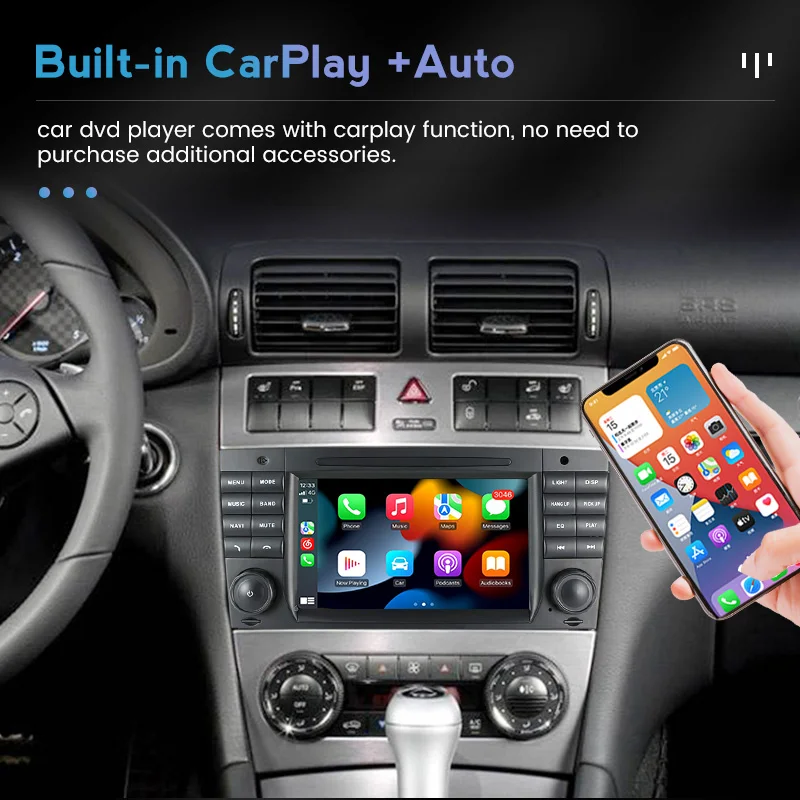 Автомобильный мультимедийный плеер на Android 11 RDS для Mercedes Benz C-Class W203 CLC Радио Стерео