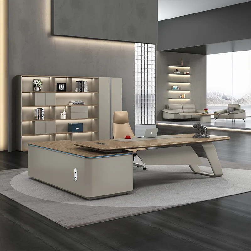 Роскошная Современная L-образная офисная мебель руководителя