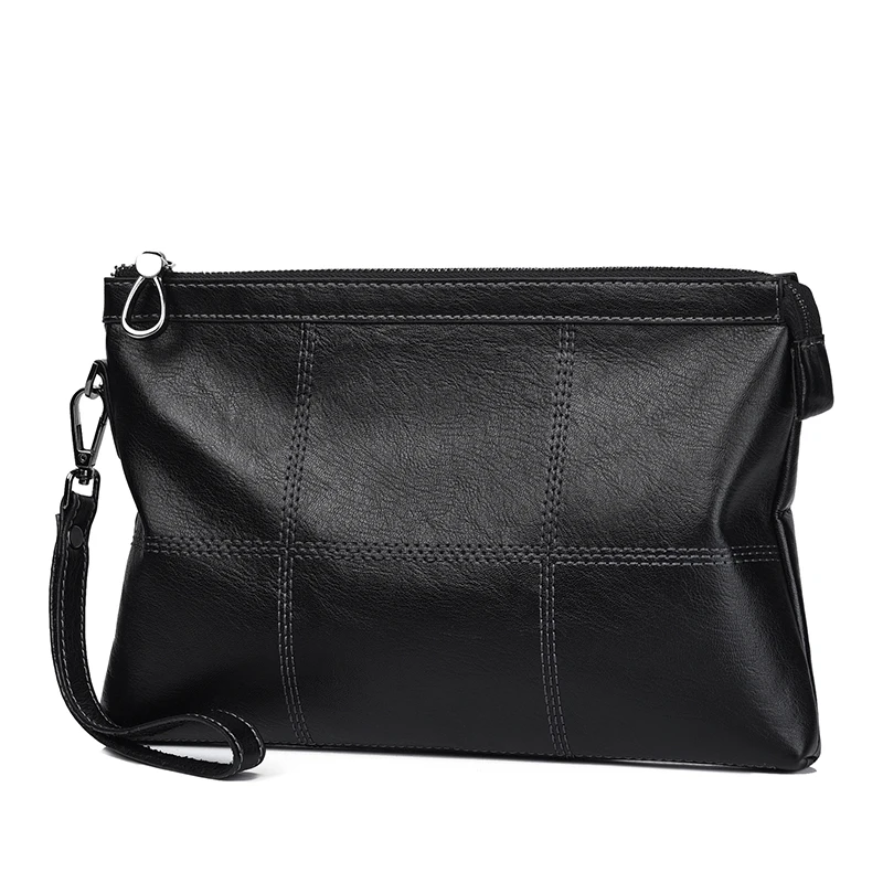 

Business Wallet Leather Man Clutch Bag Coins Pocket Purse For Men Black Large Envelope Handy Bag