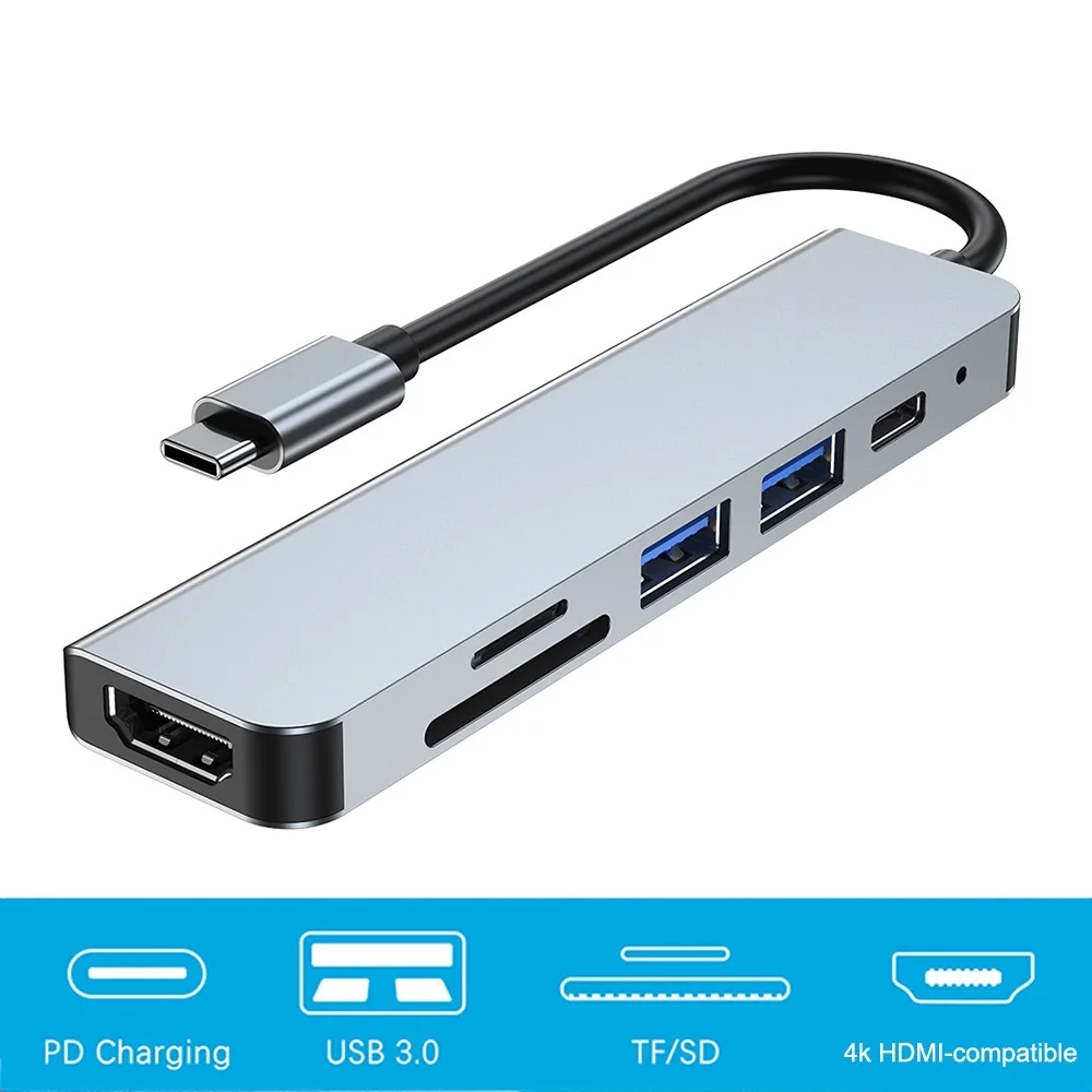

USB C Hub Type C to HDMI-compatible Adapter 4K USB 3.0 2.0 Hub TF SD Reader PD for Macbook Air Pro Huawei Computer Accessories