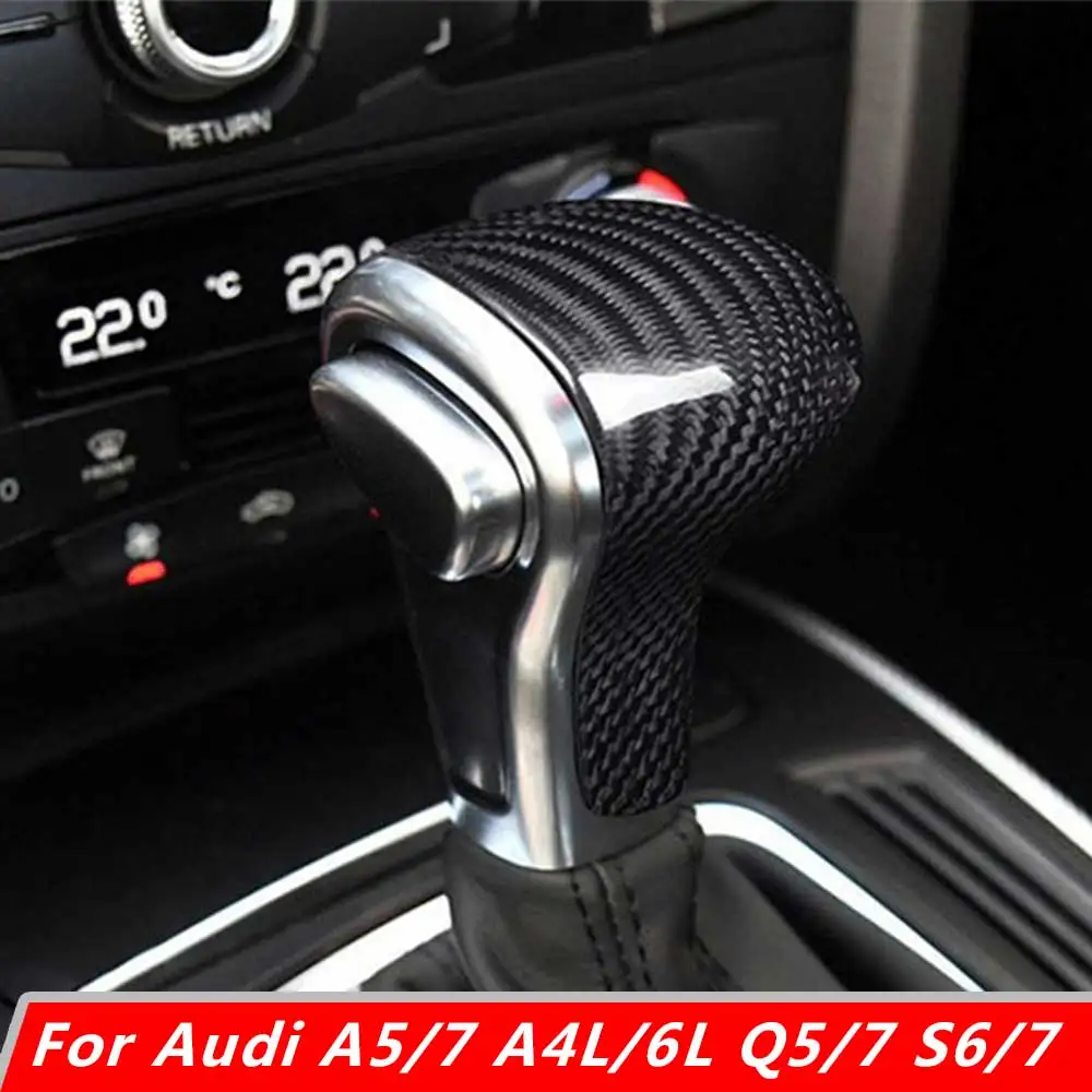 

Real Carbon Fiber Car Gear Shifter Cover Knob Protector Trims Stickers For Audi A4L A5 A6L Q5 Q7 S6 S7 Car Styling Accessories