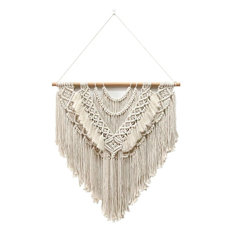 

Macrame Wall Hanging, Bohemian Cotton Weave Artwork, Unique Tassel Tapestry Used For Bedroom And Living Room Decoration