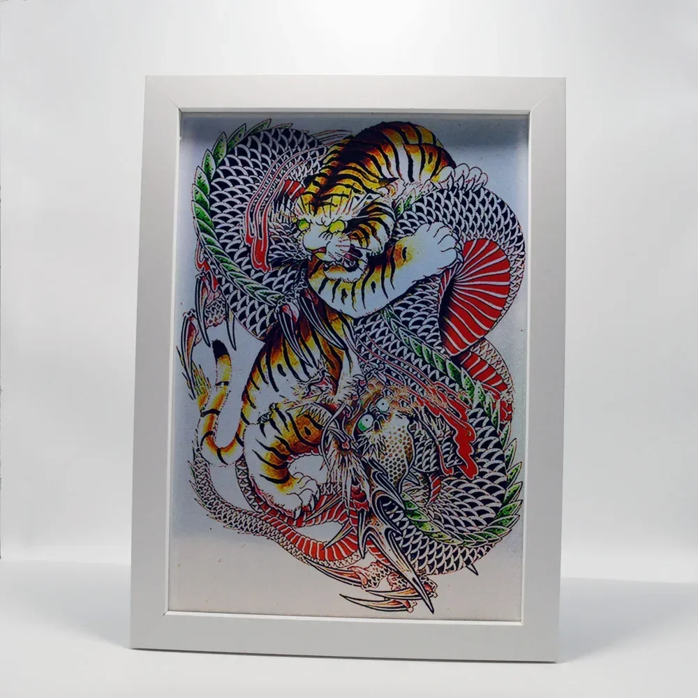 Dragon VS Tiger Ukiyo-e татуировка художественный постер водостойкая лазерная виниловая