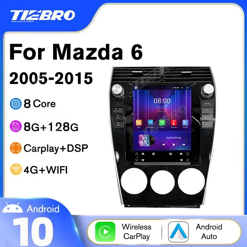 

TIEBRO Car Radio Stereo For Mazda 6 2005-2015 Tesla Style Vertical Screen Multimedia Video Player Android Audio Navigation GPS