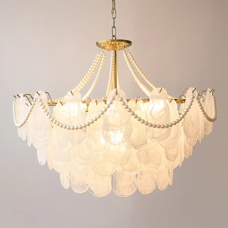 

Современная люстра в скандинавском стиле для гостиной, столовой, спальни, кабинета, выставочный зал, американская французская стеклянная люстра с жемчугом