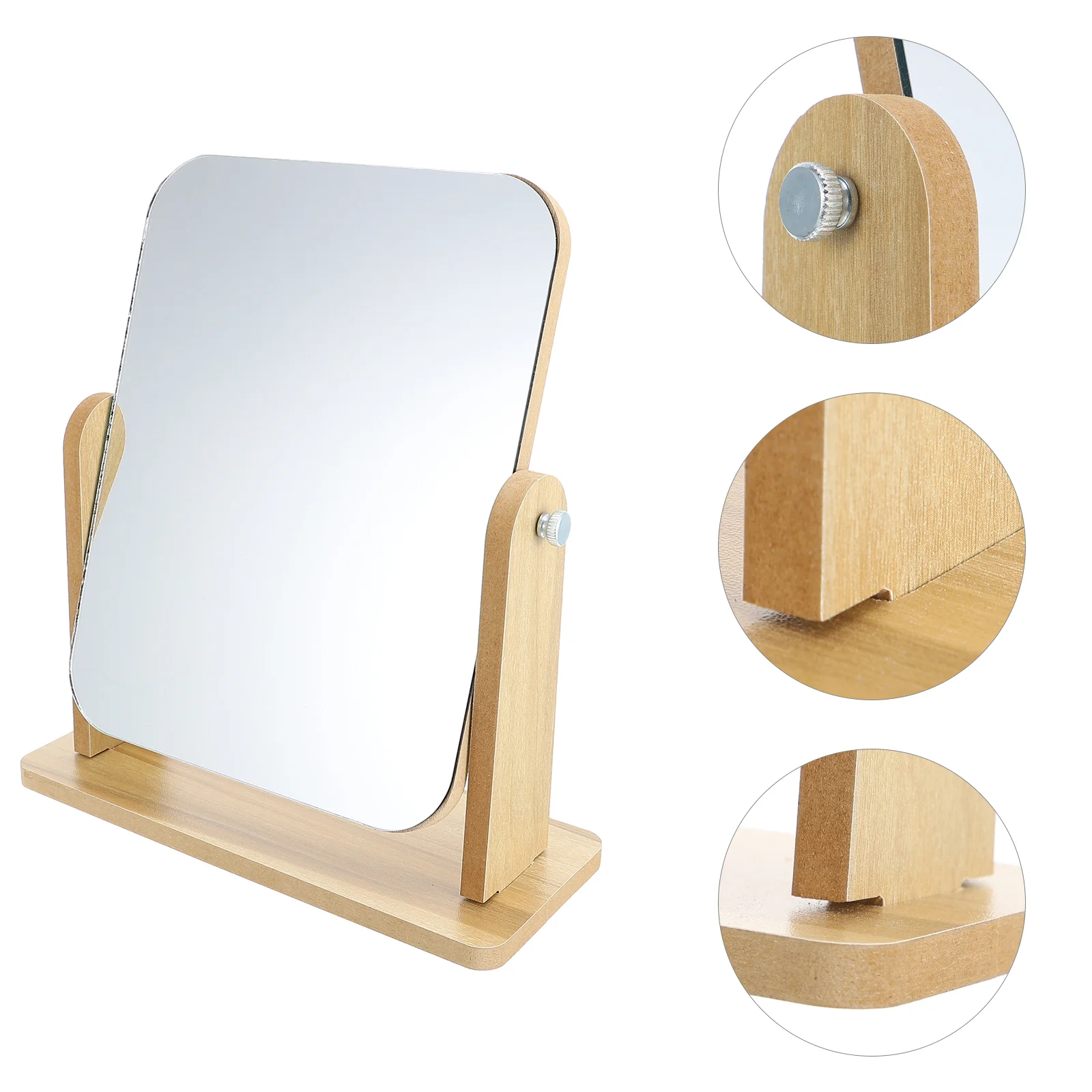 

Wood Table Mirror, Square Swivel Mirror Swivel Mirror Standing for Shaving Dressing Makeup ( 22CM )