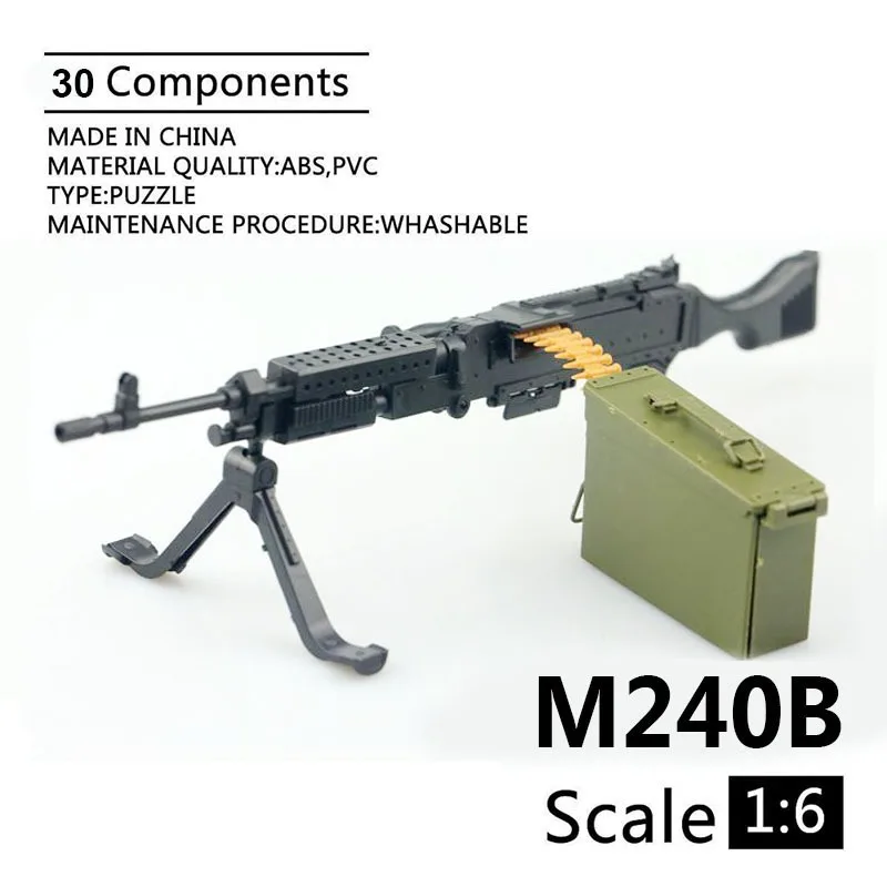 Модель пулемета-автомата M240B масштаба 1:6 для сборки, подходит для игровых фигурок солдат и военных моделей, детских игрушек, самостоятельной сборки.